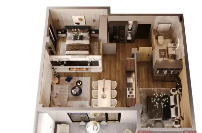 3-room studio-type apartment