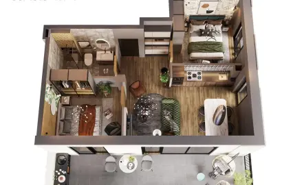 3 ოთახიანი სტუდიოს ტიპის ბინა